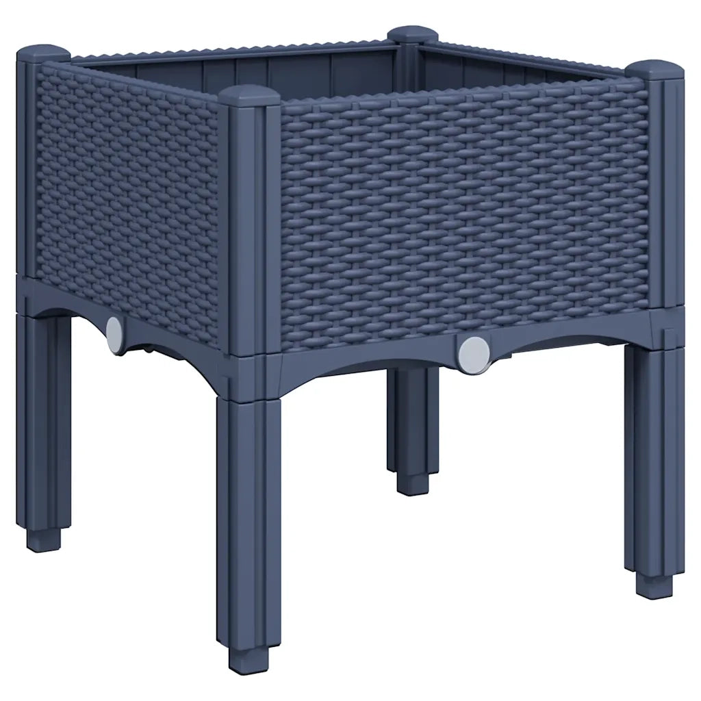 Fioriera | Cassetta per fiori | Vaso da Giardino con Gambe Grigio Blu 40x40x42 cm in PP