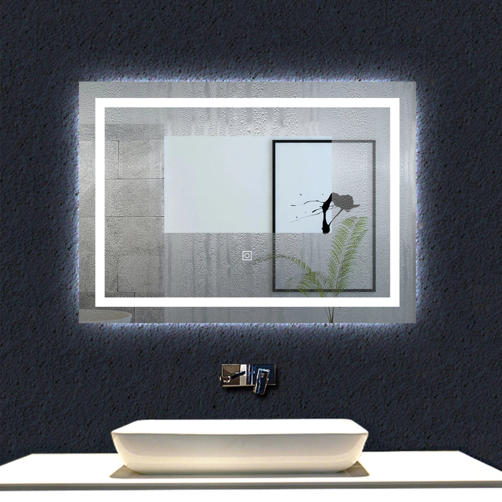 Aica Specchio da bagno a LED+70x50cm+Disappannamento+Infinitamente Dimmerabile+Funzione Memoria