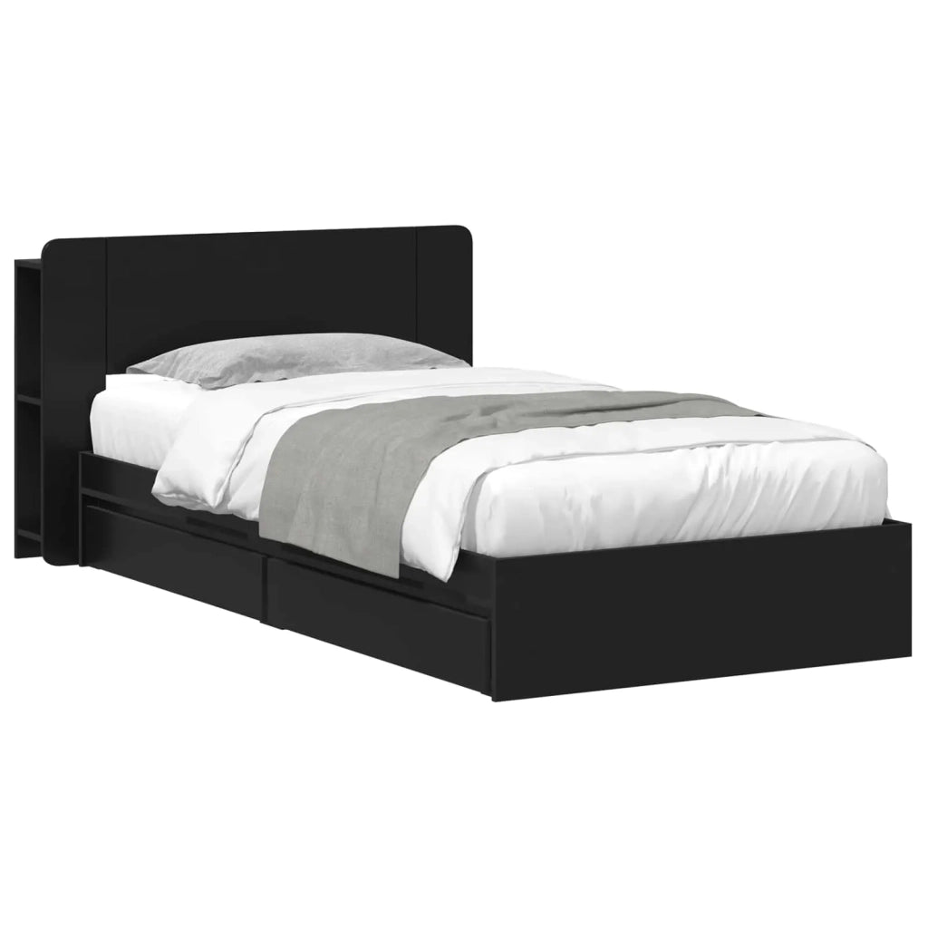 Telaio del letto con storage con cassetto Nero 90 x 190 cm 3433539