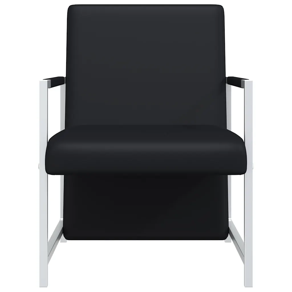 Poltrone 2 pz con Telaio Cromato Nere in Similpelle 270179