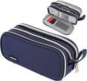 Penne organizzatore grande a 3 cassette - Blu marino/Blu scuro - per scuola e ufficio Etui per ragazzi