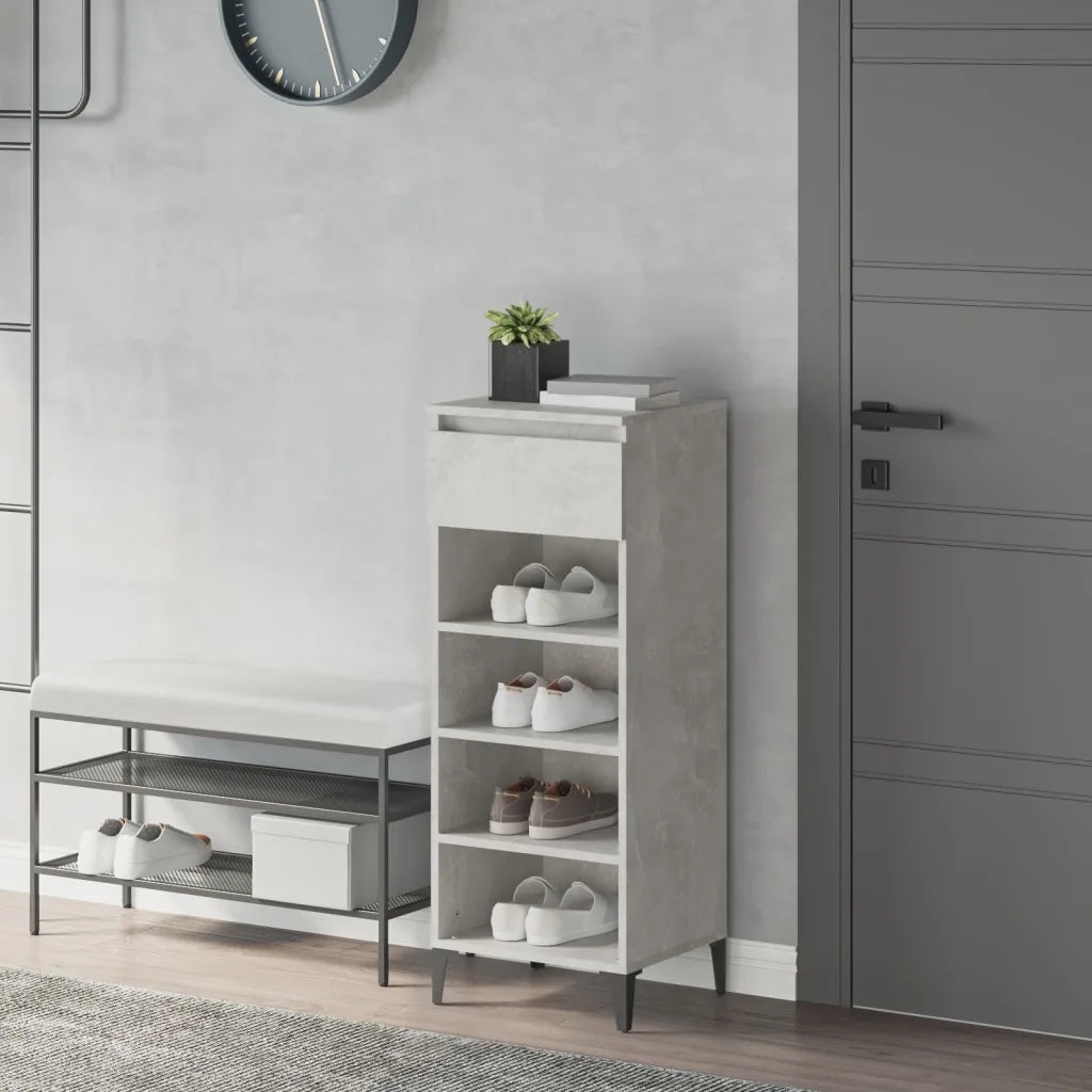 Scarpiera-Scaffale per scarpe Grigio Cemento 40x36x105 cm in Legno Multistrato 254579