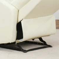 Poltrona Relax Reclinabile 165° con Poggiapiedi Regolabile Ergonomica in pelle PU, 65 × 92 × 100cm Crema