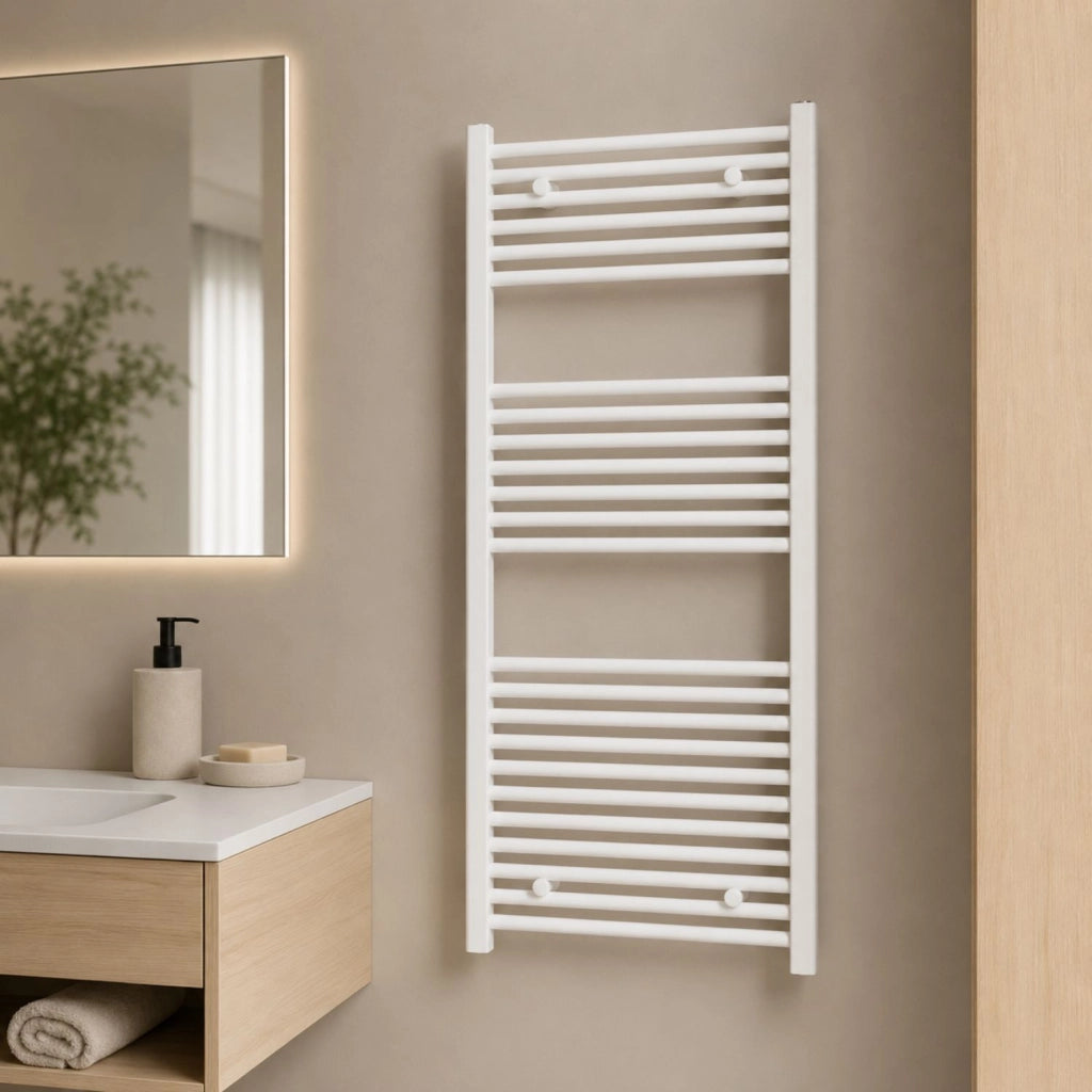 Termoarredo bianco in acciaio scaldasalviette per bagno elegante *** misure h1200xl450xi400 23 tubi, pezzi 1