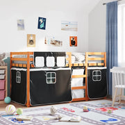 Letto a Castello senza Materasso-Struttura Letto a Castello Bianco e Nero 90x190cm in Pino 208170