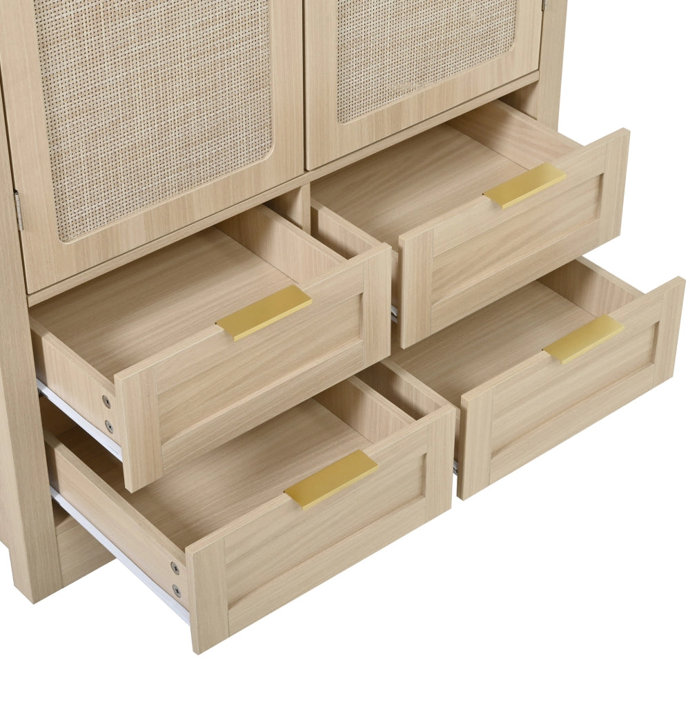 Armadio 80x50x179 cm con appendiabiti e cassetti in MDF rovere