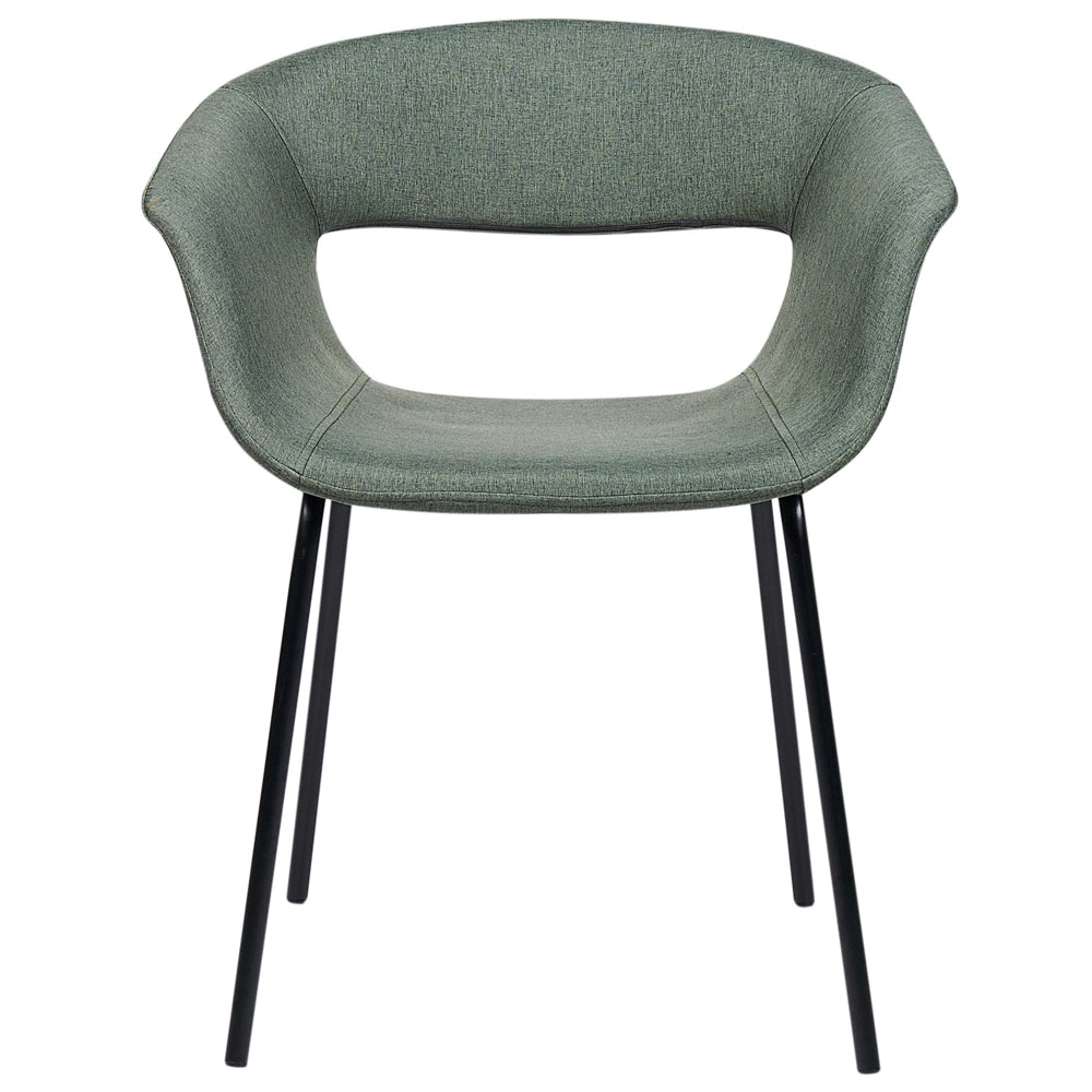 Set di 2 sedie da pranzo Sedute in poliestere verde scuro Gambe in metallo per sala da pranzo cucina