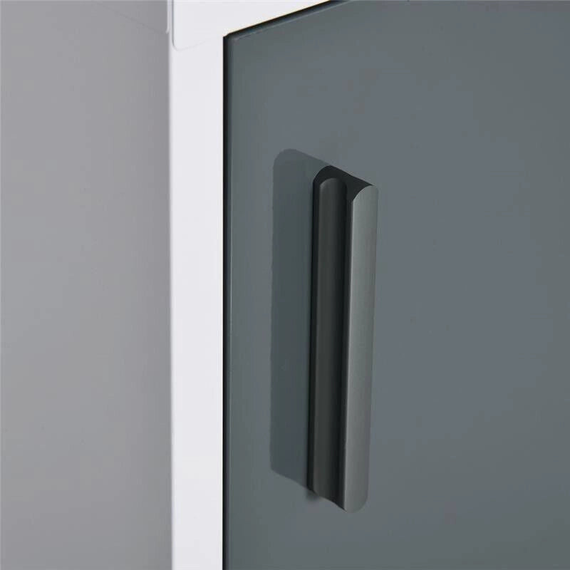 ARMADIETTO MEDICINALI CON 3 RIPIANI E BLOCCO CON CHIAVI IN ACCIAIO, 40X15X53.5CM, BIANCO E GRIGIO