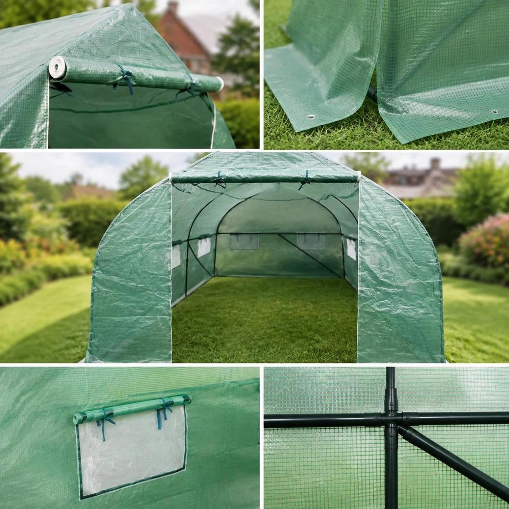 Polytunnel Greenhouse Walk-in & Mobile Steel Frame 18 Square Meter