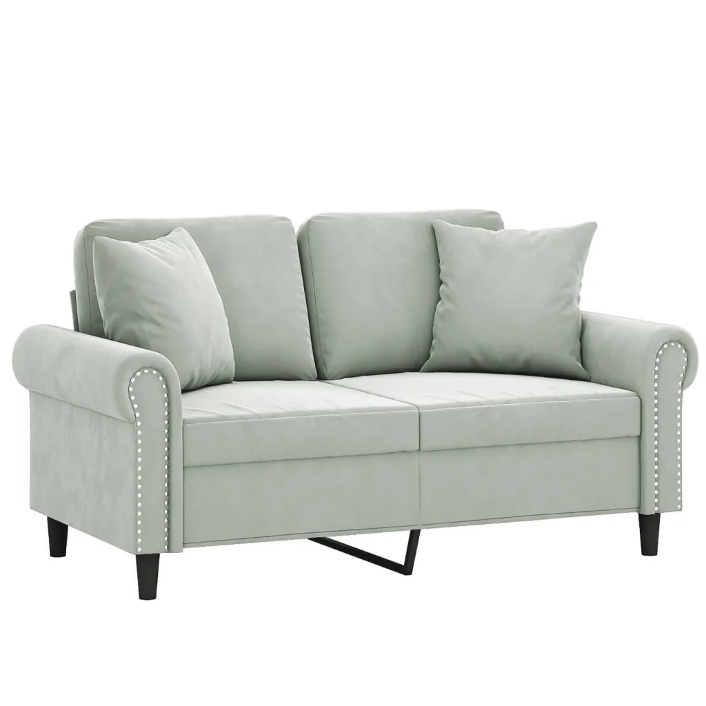 Divano a 2 Posti con Cuscini Grigio Chiaro 120 cm in Vellutocod mxl 75157