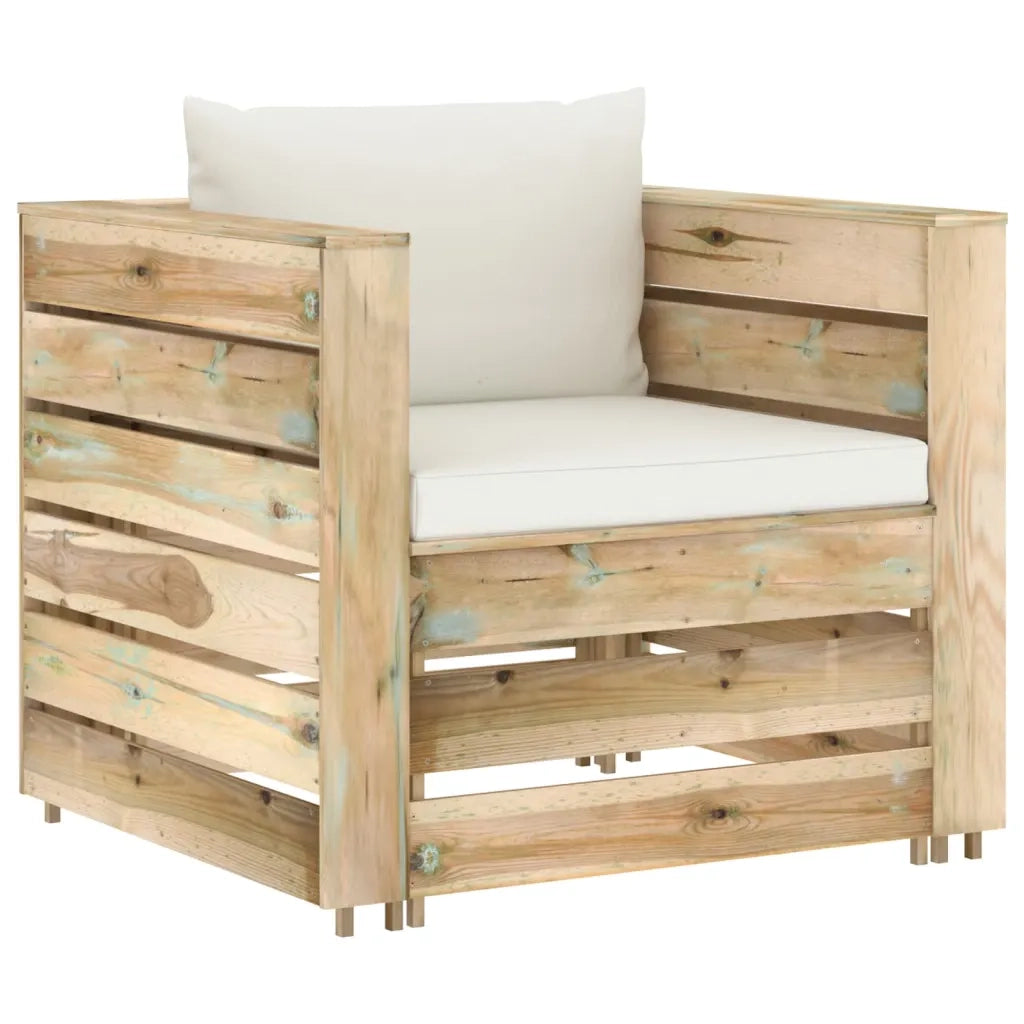 Set Salotto da Giardino 2pz con Cuscini Legno Impregnato Verde 3074533