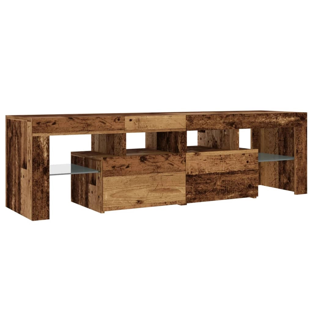 Mobile TV multimediale scaffale TV credenza mobile TV sala da pranzo soggiorno camera da letto con luci LED legno invecchiato legno ingegnerizzato marrone 02_0026839