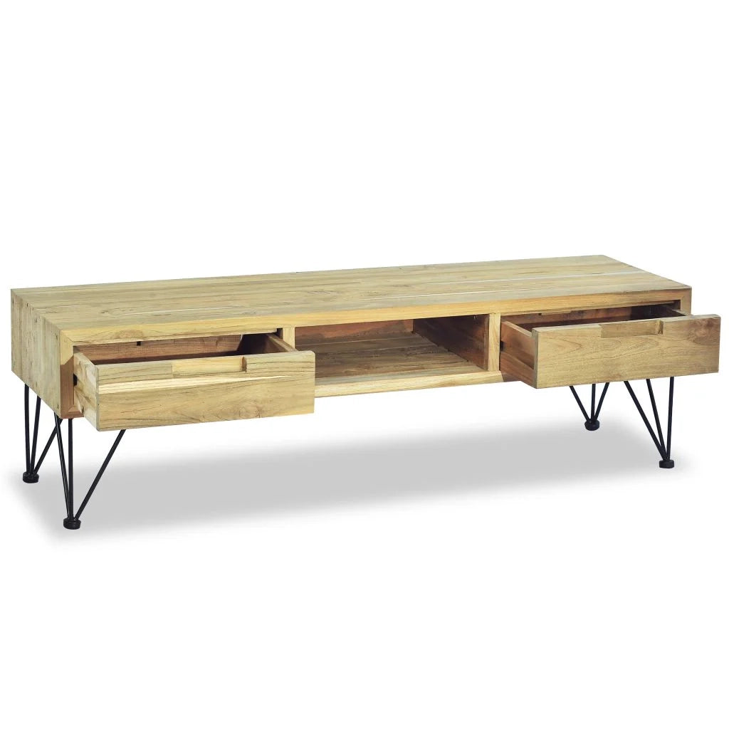 Pratico mobile porta TV/buffet di design 120 cm teak massello beige 2502249