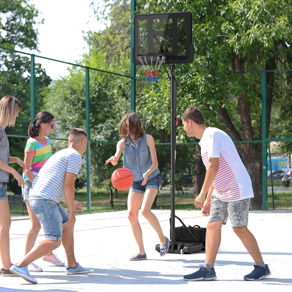 Canestro da Basket Regolabile ¨C Minimal ¨C Nero, Base Riempibile con Ruote, 235-305 cm