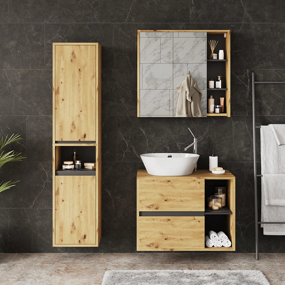 Vicco Set di mobili da bagno Artigiano/grigio 3 parti