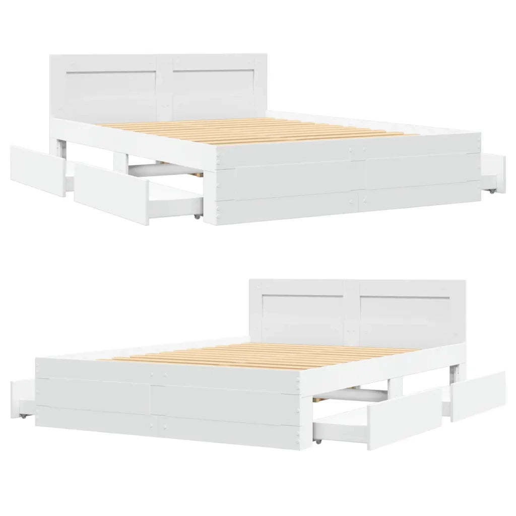 Letto matrimoniale | Letto per adulti | Giroletto con Testiera senza Materasso Bianco 140x190 cm
