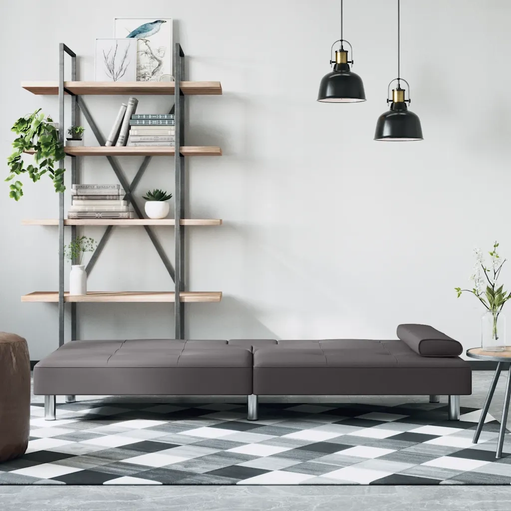 Divano letto | Sof¨¤ letto | Letto singolo con Portabicchieri in Similpelle Grigio