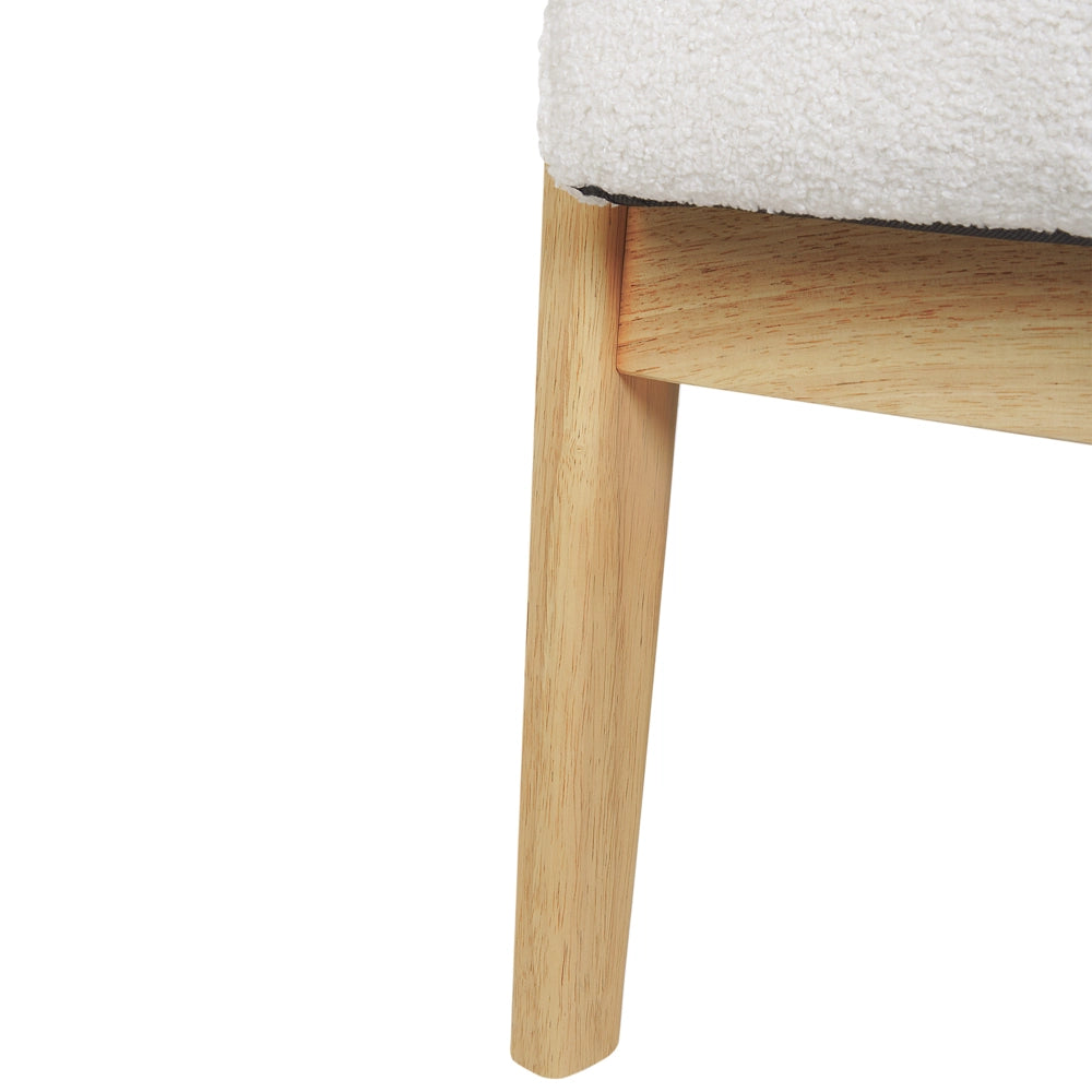 Poltrona Bianco Poliestere Boucle Tappezzeria Design Retrò Struttura in legno Braccioli Soggiorno
