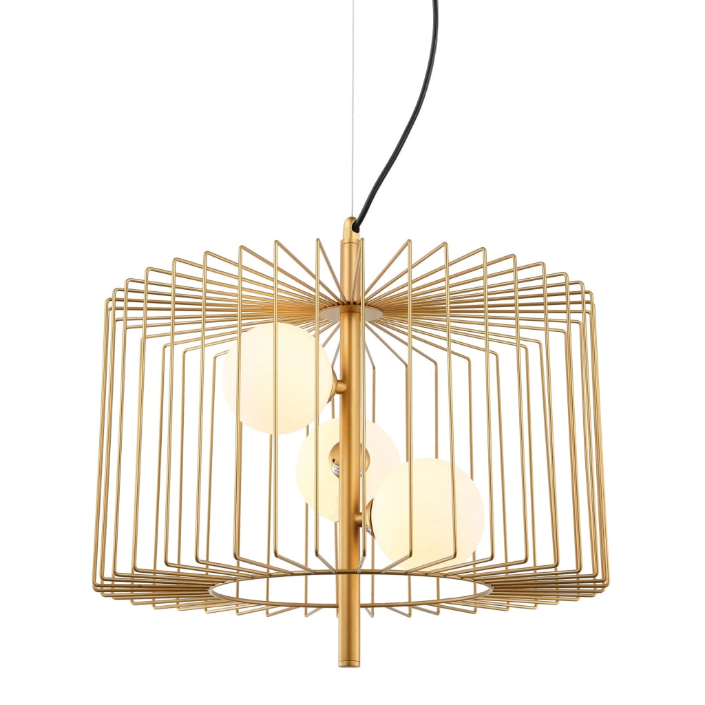 Lampadario Italux Daren moderno oro, vetro bianco 3xG9