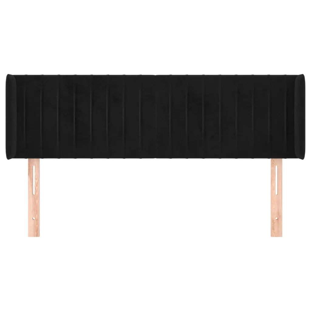 Testiera | Testata ad Orecchio Nera 147x16x78/88 cm in Velluto