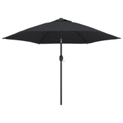 Ombrellone da Esterni con LED e Palo in Acciaio 300 cm Nero cod mxl 20373