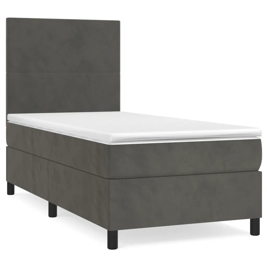 Giroletto a Molle con Materasso Grigio Scuro 80x200 cm Velluto cod mxl 63117