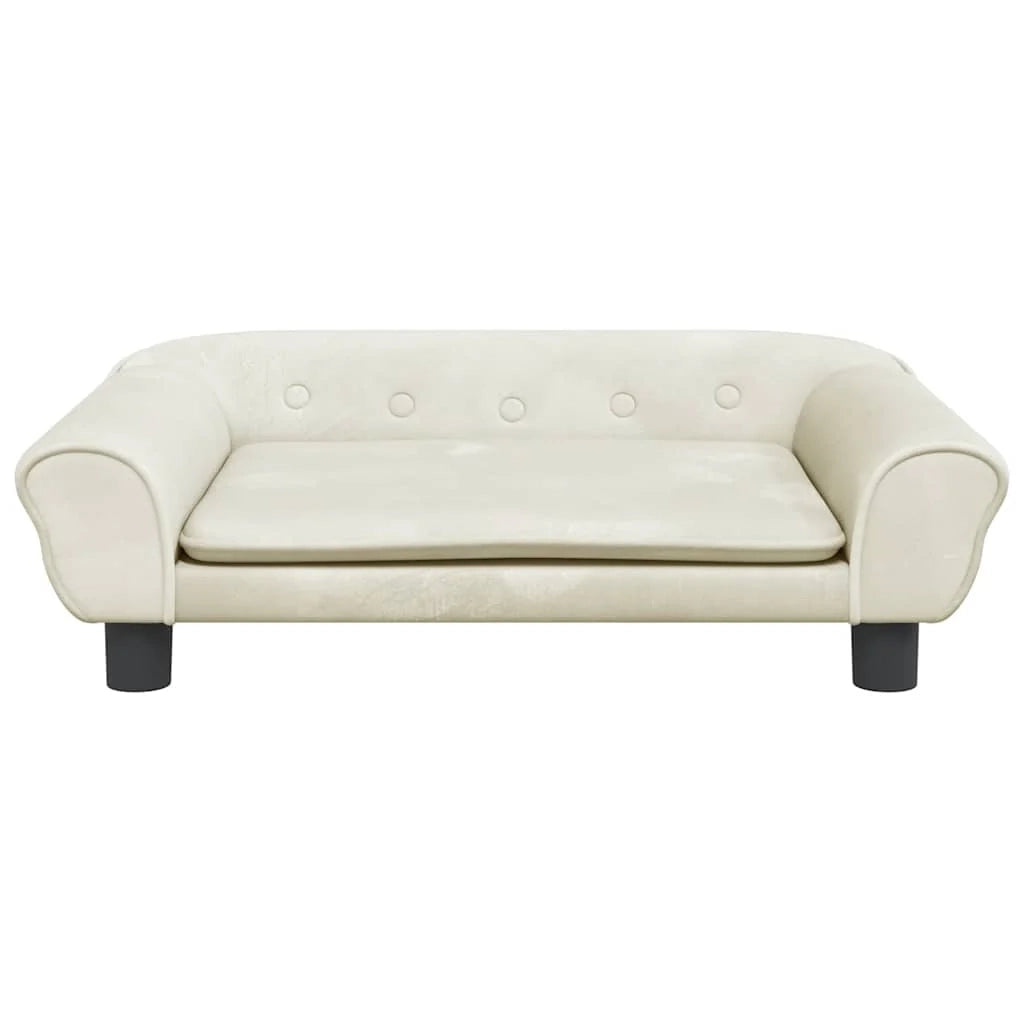 Cuccia per cani a forma di cesto comoda 70 x 48 x 22 cm velluto crema 02_0042884