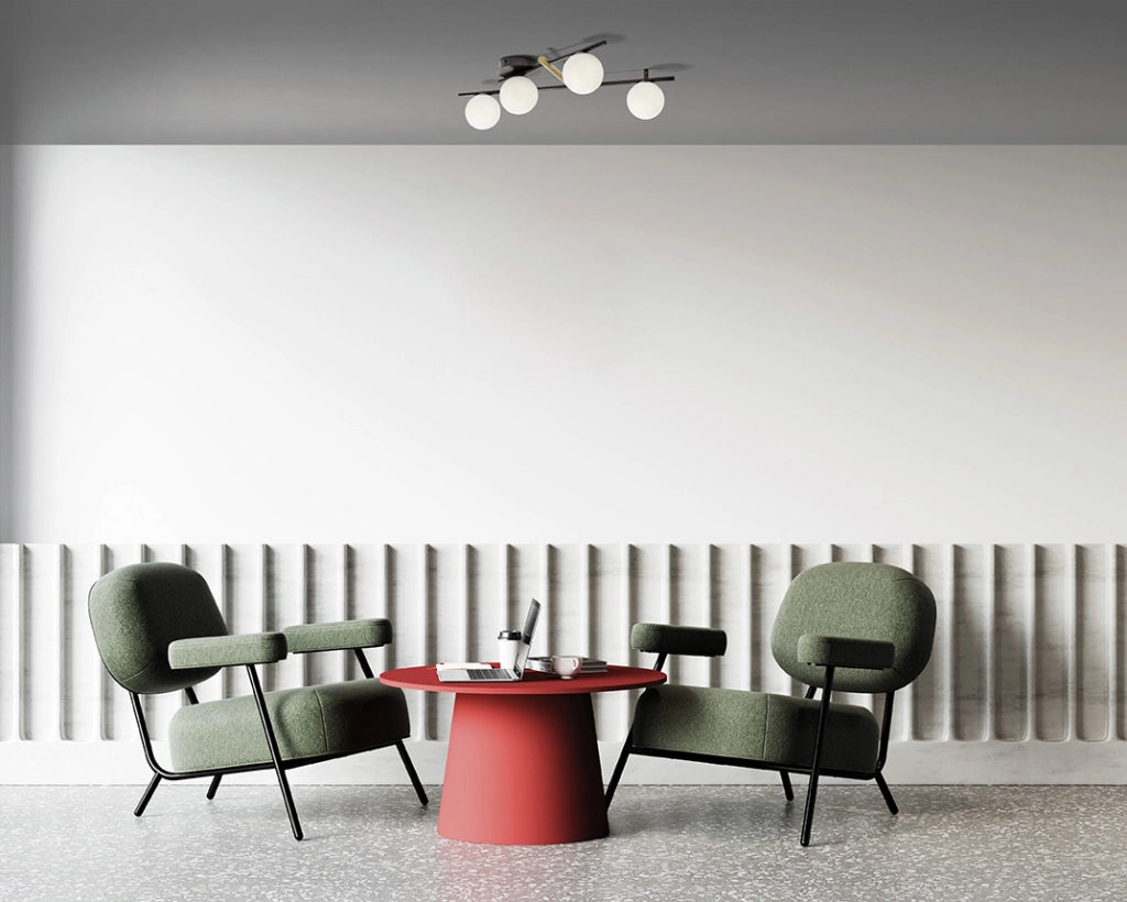 KIKA LAMPADA DA SOFFITTO 4 LUCI VETRO BIANCO STRUTTURA NERA PARTICOLARI ORO ATTACCO G9