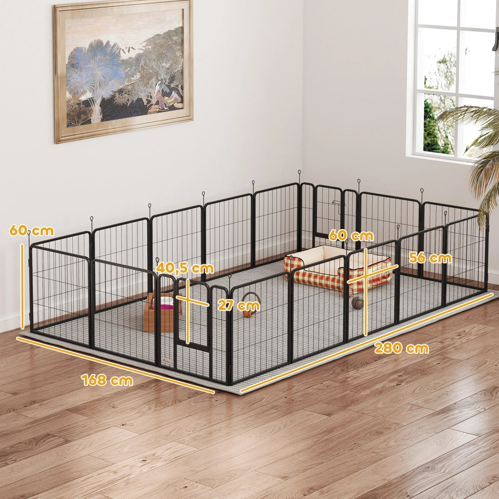 Recinto per Cani ¨C zephmum ¨C Grigio, Polipropilene, 16 Pannelli Pieghevoli