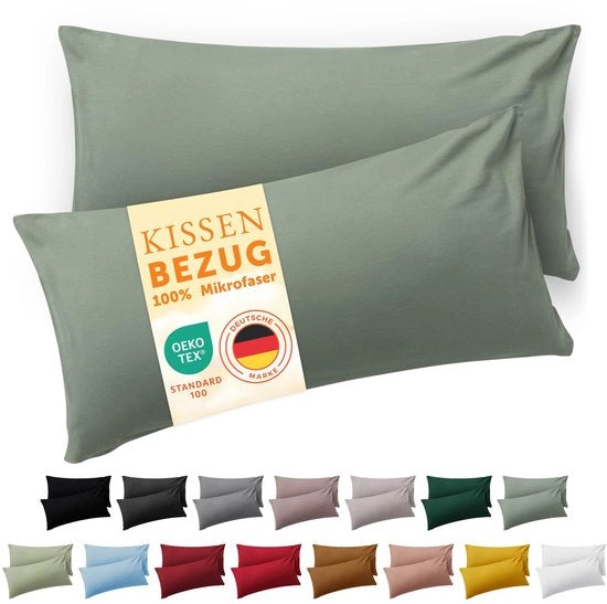Cuscino coprifuoco 50 x 60 cm, 2 pezzi - Cuscini coprifuoco Oeko-TEX certificati 100% microfibra, extra morbidi e lavabili in lavatrice - Cuscino coprifuoco Summer Green