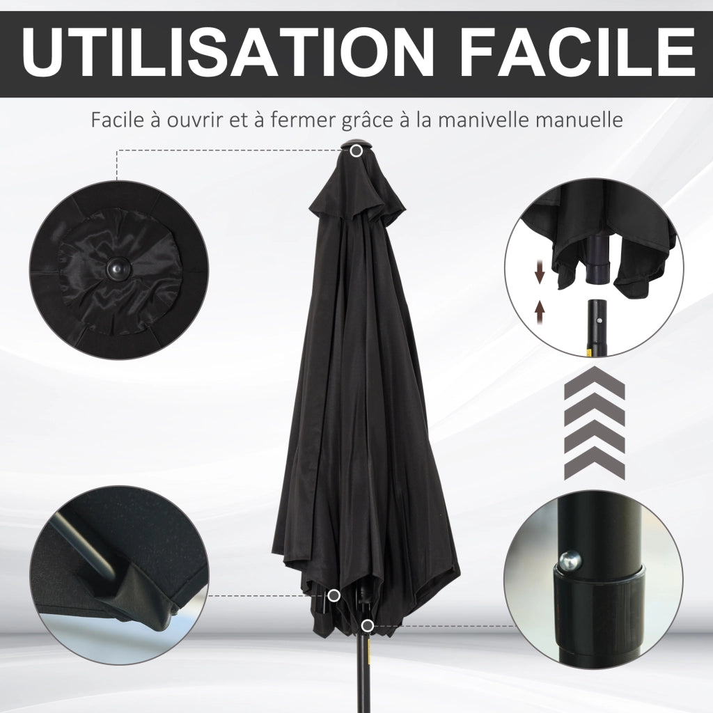 Parasole da giardino inclinabile con manovella ¨C zephmum ¨C alluminio nero ?260x235 cm