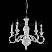Lampadario in legno bianco shabby 5 luci Fiorenza