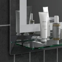 kleankin Specchio per Bagno a Luci LED a 3 Colori Regolabili con Mensola in Vetro, 50x12x70 cm, Argento