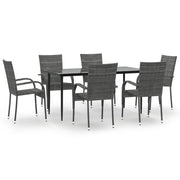 Set da Pranzo da Giardino 7 pz | Set Salotto da Giardino Grigio in Polyrattan