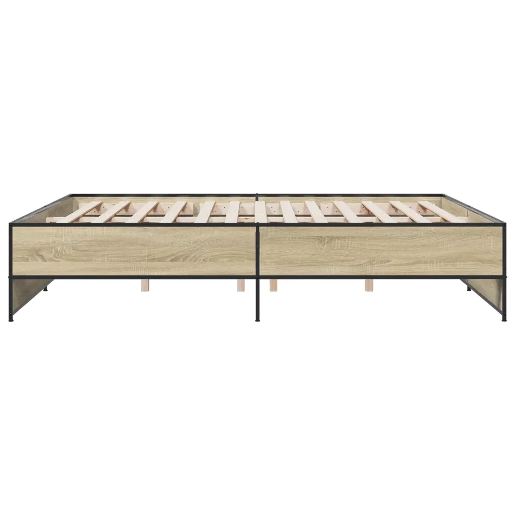 Giroletto-Struttura Letto Rovere Sonoma 200x200 cm Legno Multistrato e Metallo 719482
