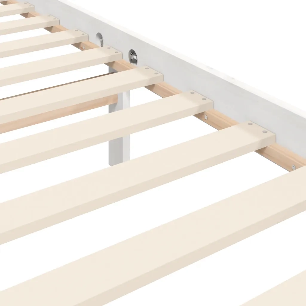 Giroletto con Testiera Bianco 100x200 cm in Legno Massello 3194237