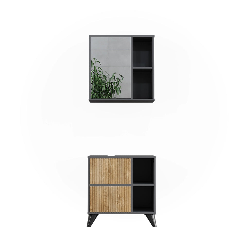 Vicco Set di mobili da bagno Antracite/quercia di montagna 2 parti