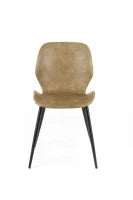 E-STYLO Sedia da pranzo in soft touch sabbia e gambe in metallo nero, 55cm X 45cm H. 83cm.