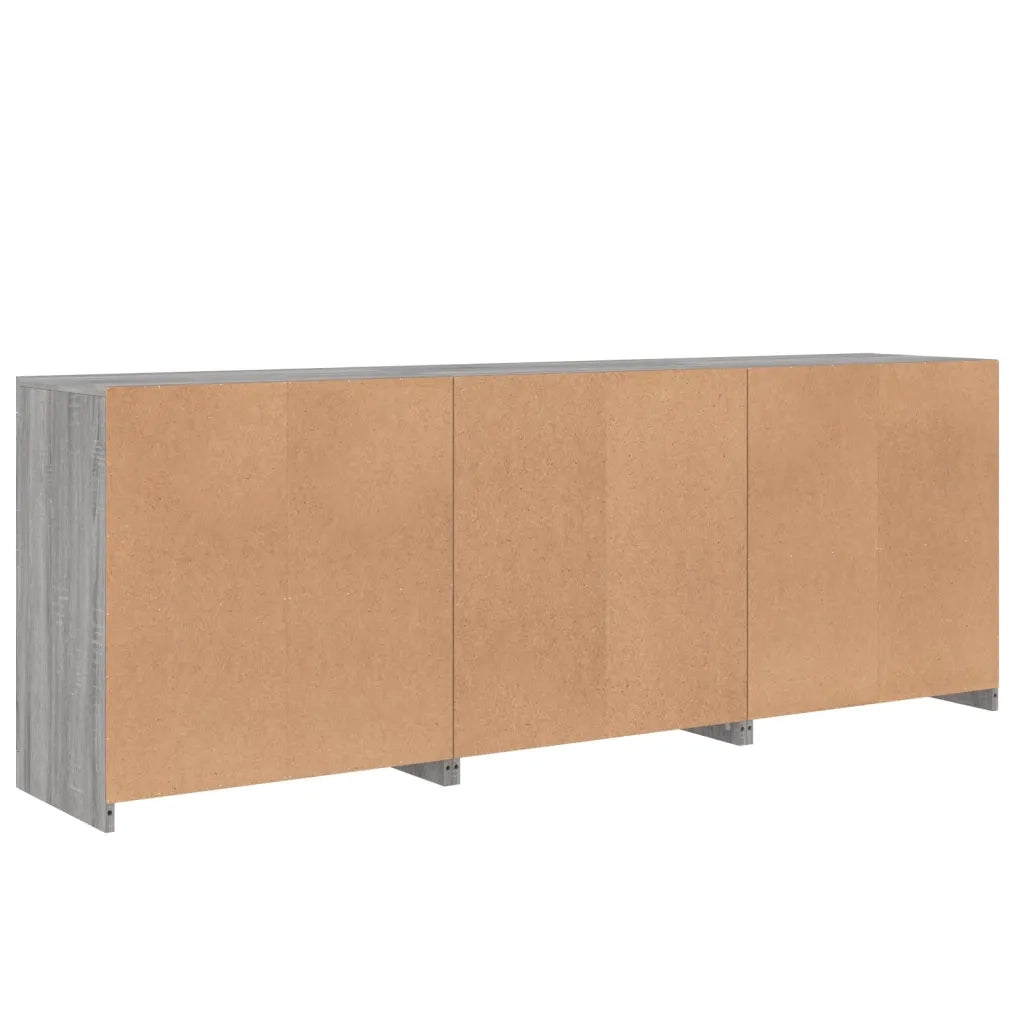 Credenza | Madia | Buffet da pranzo | Armadio da pranzo con Luci LED Grigio Sonoma 181,5x37x67 cm