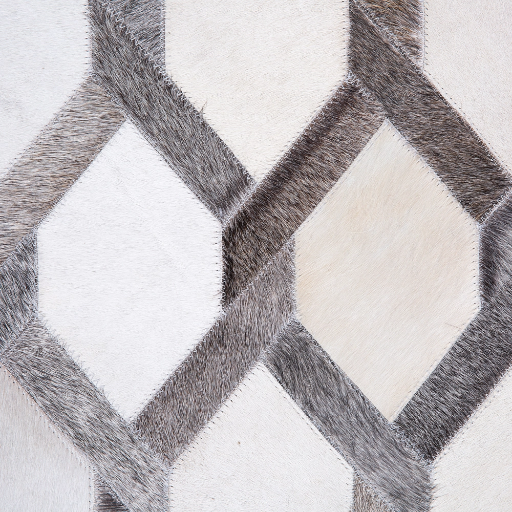 Tappeto tappetino Grigio Pelle 160 x 230 cm Patchwork Pelle Bovina Geometrico Rettangolare Moderno