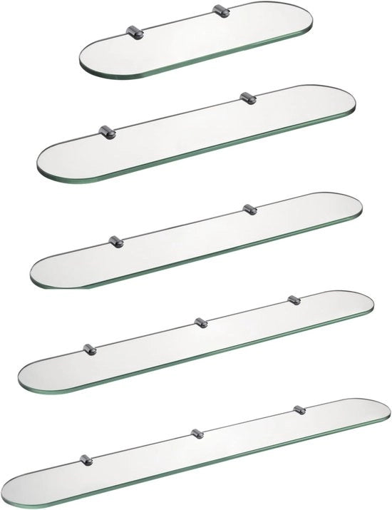 Vetro per Parete - 8 mm Vetro Temprato - 1 Pezzo - 60 x 12 cm - Chiusura a Cromo