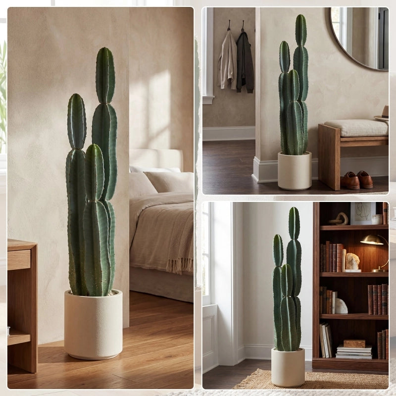 Pianta di cactus artificiale, grande, 111 cm, pianta artificiale in vaso per ufficio o soggiorno