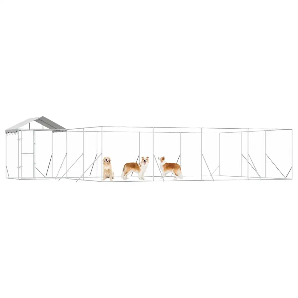 Cuccia Cani da Esterno Tetto Argento 10x6x2,5 m Acciaio Zincato