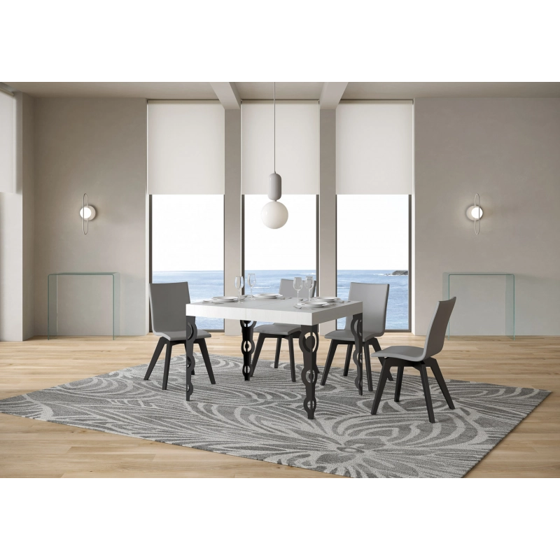 Tavolo allungabile 70x110/194 cm Karamay telaio Antracite - Bianco Frassino