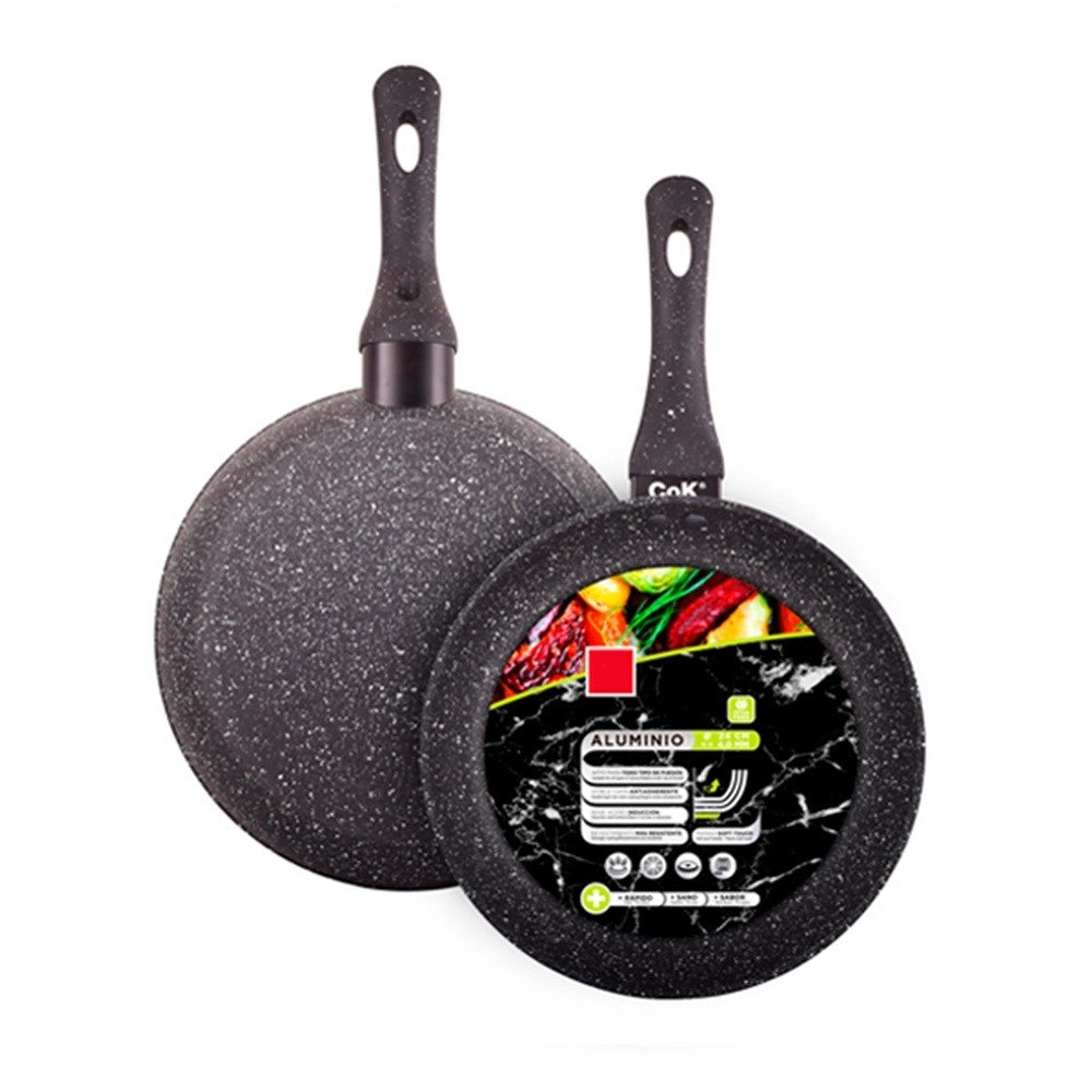 Trade Shop - Padella In Alluminio Con Rivestimento Antiaderente Effetto Pietra Nero Da ø20 A 32cm -