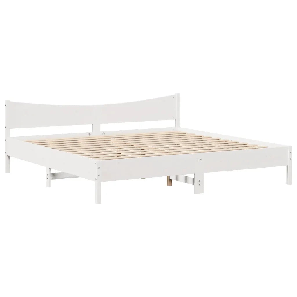 vidaXL Giroletto con Testiera Bianco 200x200 cm Legno Massello di Pino