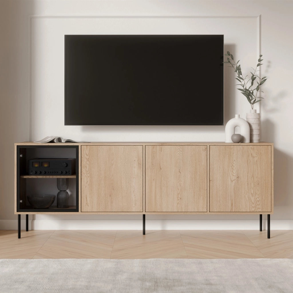 Madia Pizzo, Credenza 4 Ripiani, 200x40x75h cm Marrone