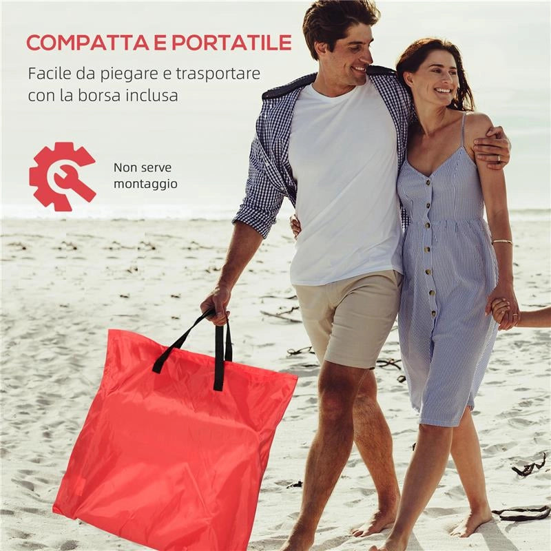 SET 2 LETTINI SPIAGGIA PIEGHEVOLI CON SCHIENALE REGOLABILE A 5 LIVELLI E BORSA ROSSO
