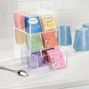 Organizzatore per la cucina - scatola di archiviazione per tazze da tè e bicchieri da caffè - 18 compartimenti - 3 ante - trasparente