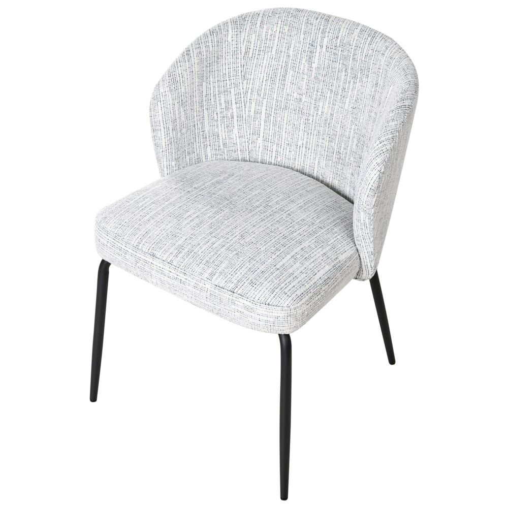 Set di 2 sedie da pranzo con rivestimento in tessuto seduta imbottita e gambe in ferro bianco e blu